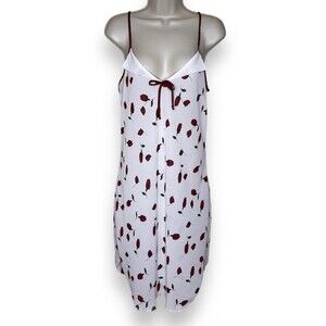 Vintage Petra Fashions Semi Sheer White Rose Print Chemise Lingerie Women Large